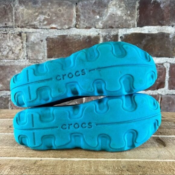 Crocs Duet Busy Day Skimmer Slip On Gray & Turquoise Sneaker Sz 8 - Picture 10 of 11